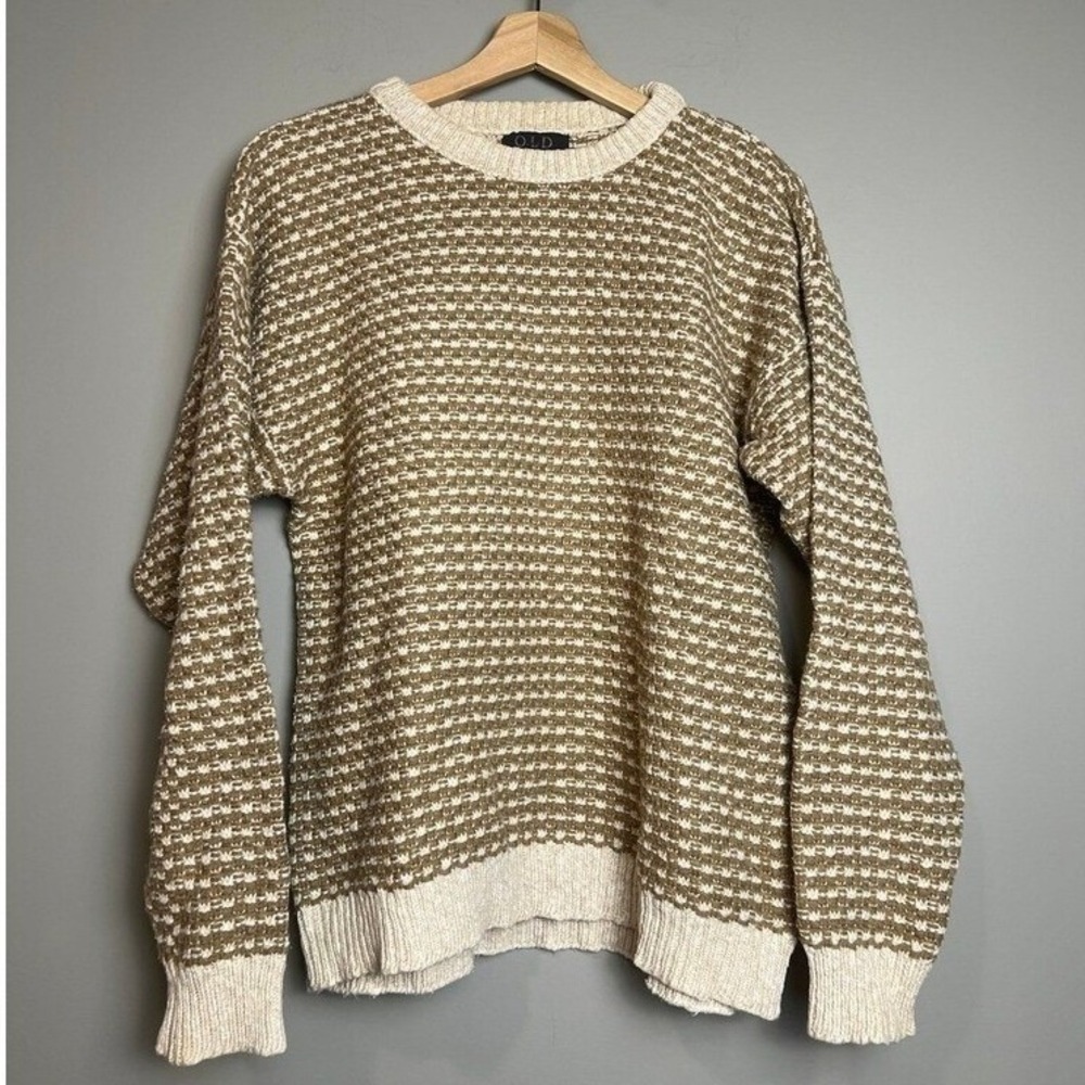 Vintage Cotton Knit Sweater M Striped Made USA Crewneck Old Glory‎